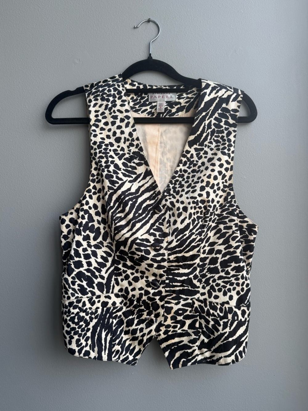 Adriana Papéll Silk Leopard Print Vest